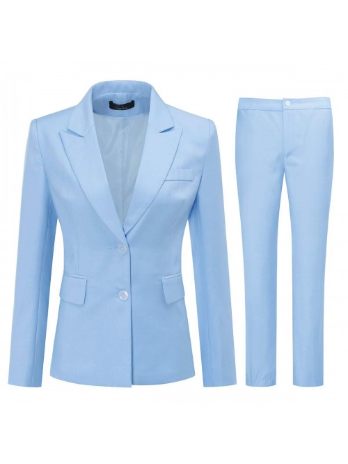 2 Piece Office Work Suit Set One Button Blazer and...